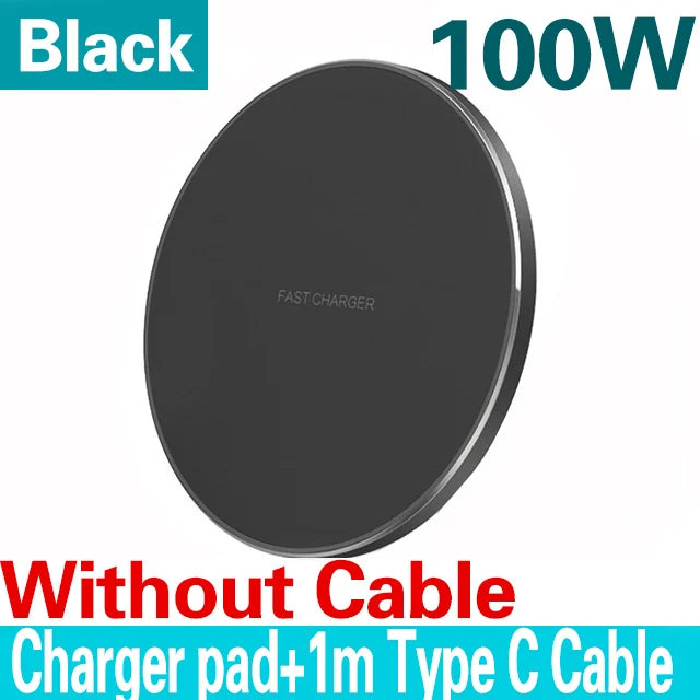 Fast Wireless Charger Pad for iPhone 15 14 13 12 11 Pro Max Samsung Galaxy S24 S23 S22 S20  Wireless 
100W