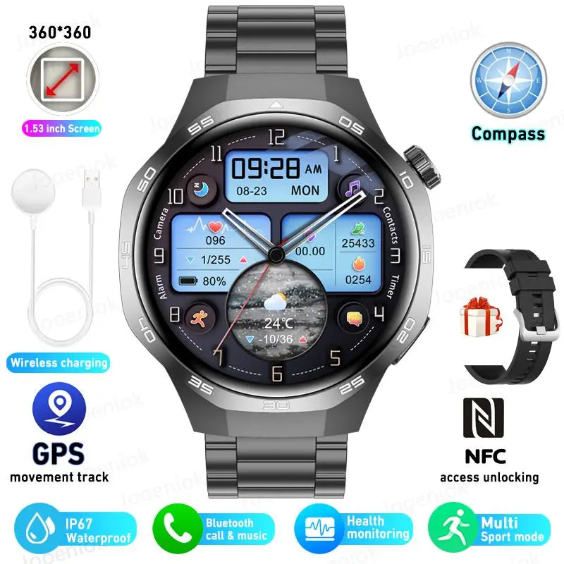 For HUAWEI Watch 5 PRO Upgrade Smart Watch Men GT5 Pro AMOLED HD