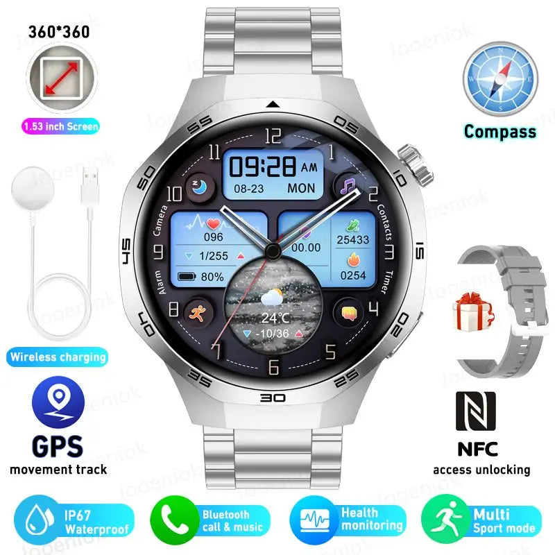 For HUAWEI Watch 5 PRO Upgrade Smart Watch Men GT5 Pro AMOLED HD