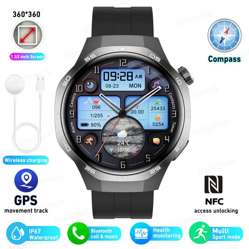 For HUAWEI Watch 5 PRO Upgrade Smart Watch Men GT5 Pro AMOLED HD