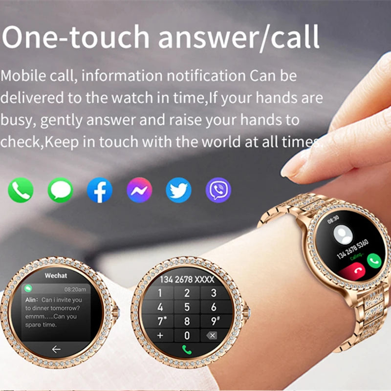 2025 New Fashion Women Bluetooth Call Smart Watch 1.32" AMOLED 360*360 HD screen