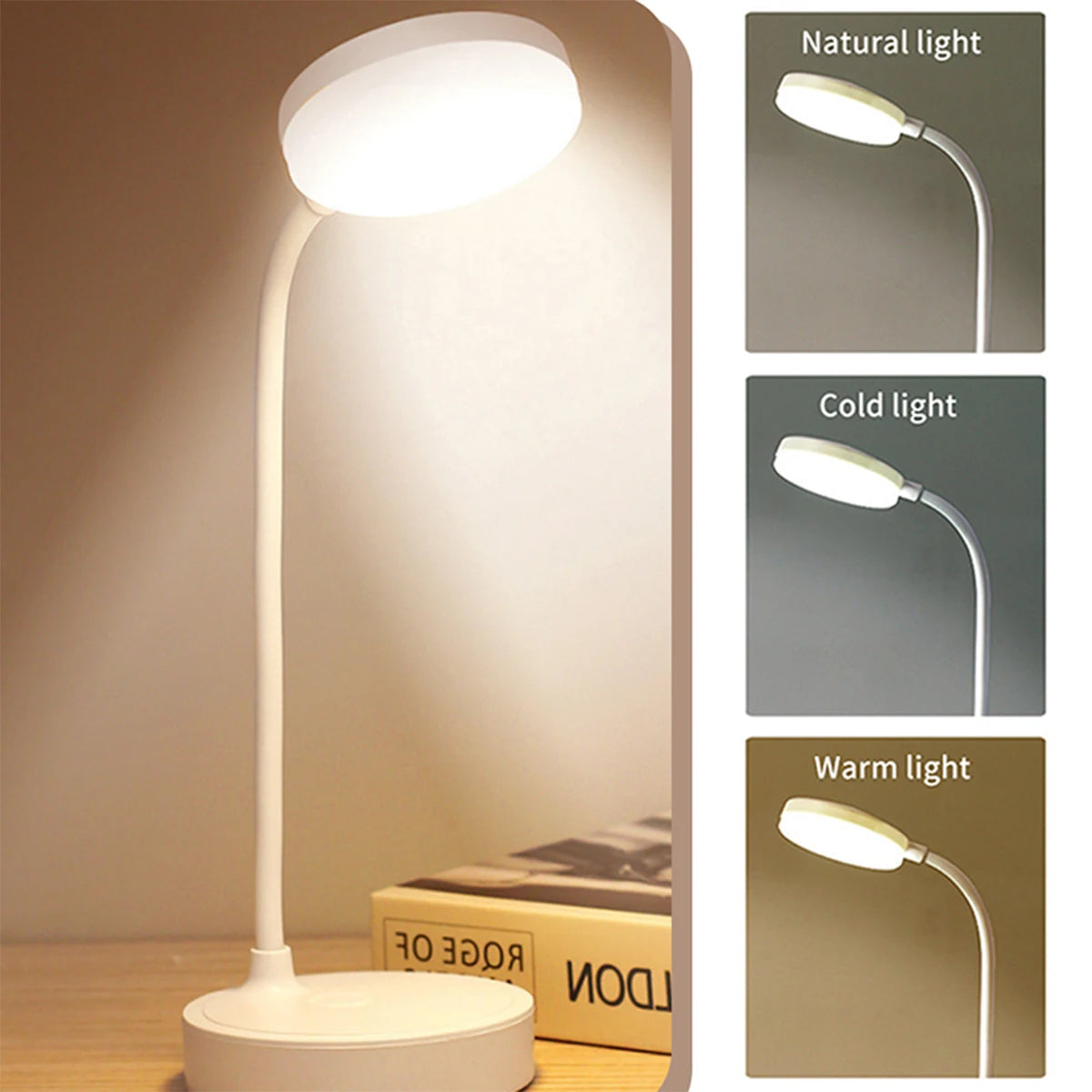 Portable LED Desk Lamp USB Plug Battery Powered