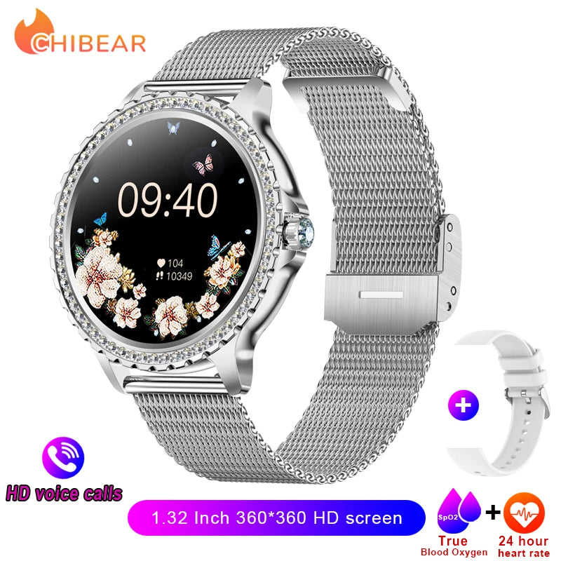 2025 New Fashion Women Bluetooth Call Smart Watch 1.32" AMOLED 360*360 HD screen