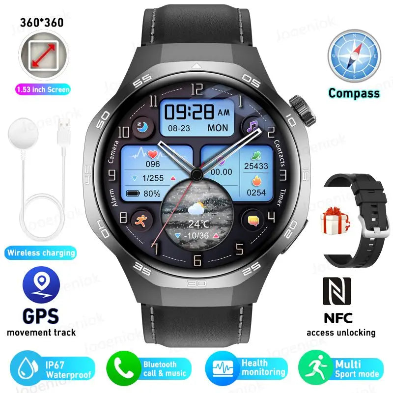 For HUAWEI Watch 5 PRO Upgrade Smart Watch Men GT5 Pro AMOLED HD