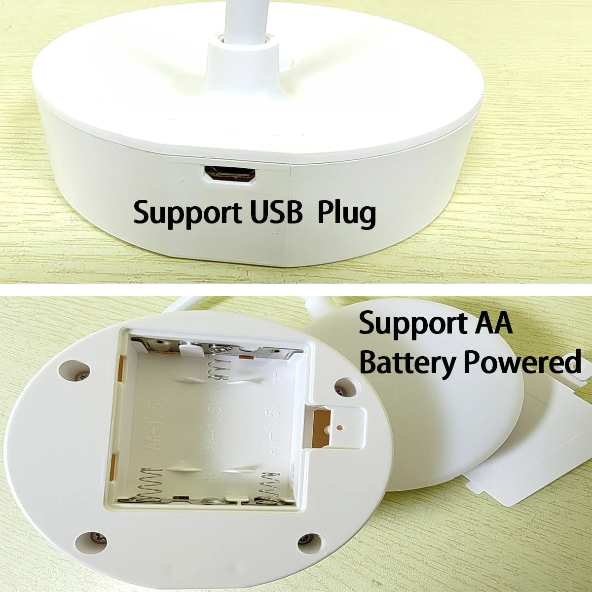 Portable LED Desk Lamp USB Plug Battery Powered