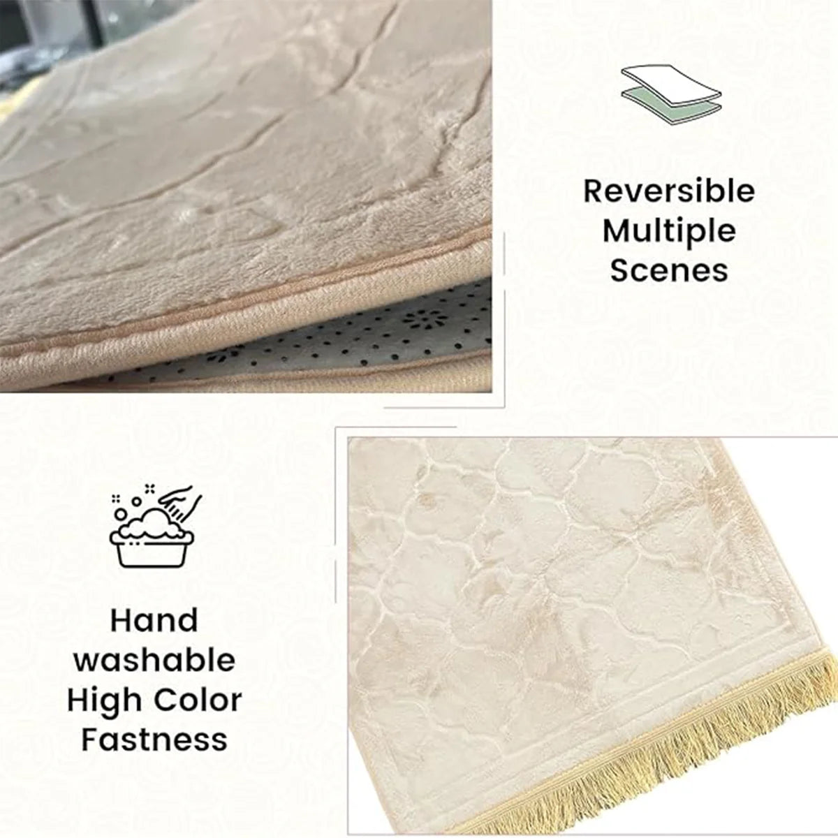 Thickened sponge soft tassel prayer mat easy to carry embossed prayer mat suitable for a variety of scenarios