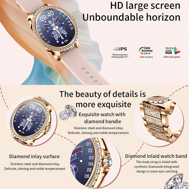 2025 New Fashion Women Bluetooth Call Smart Watch 1.32" AMOLED 360*360 HD screen