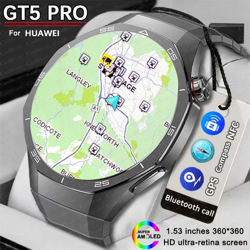 For HUAWEI Watch 5 PRO Upgrade Smart Watch Men GT5 Pro AMOLED HD