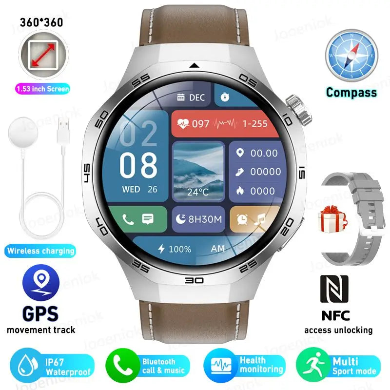 For HUAWEI Watch 5 PRO Upgrade Smart Watch Men GT5 Pro AMOLED HD