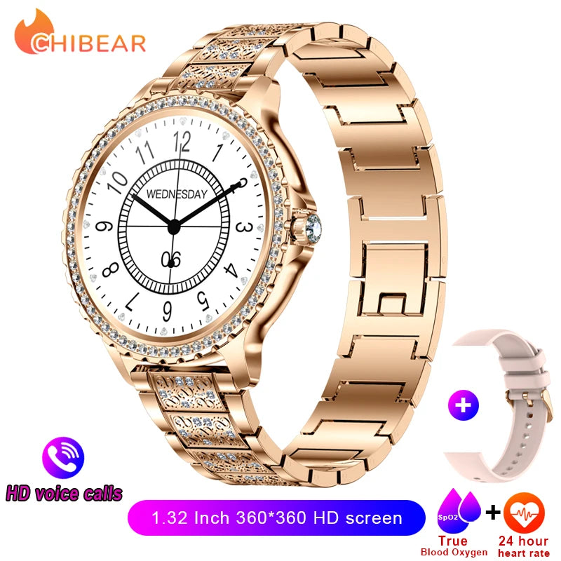 2025 New Fashion Women Bluetooth Call Smart Watch 1.32" AMOLED 360*360 HD screen