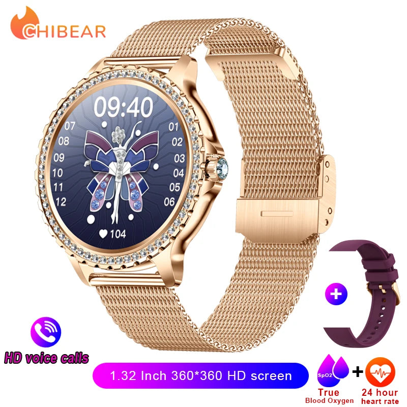 2025 New Fashion Women Bluetooth Call Smart Watch 1.32" AMOLED 360*360 HD screen