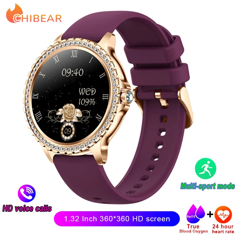 2025 New Fashion Women Bluetooth Call Smart Watch 1.32" AMOLED 360*360 HD screen