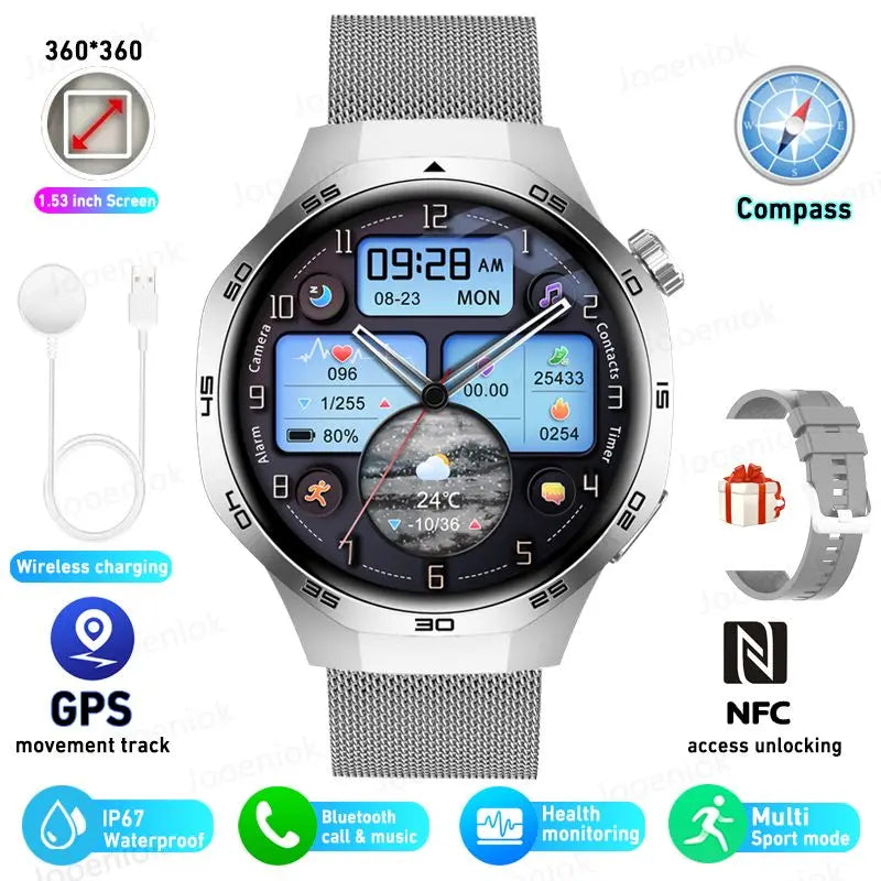 For HUAWEI Watch 5 PRO Upgrade Smart Watch Men GT5 Pro AMOLED HD