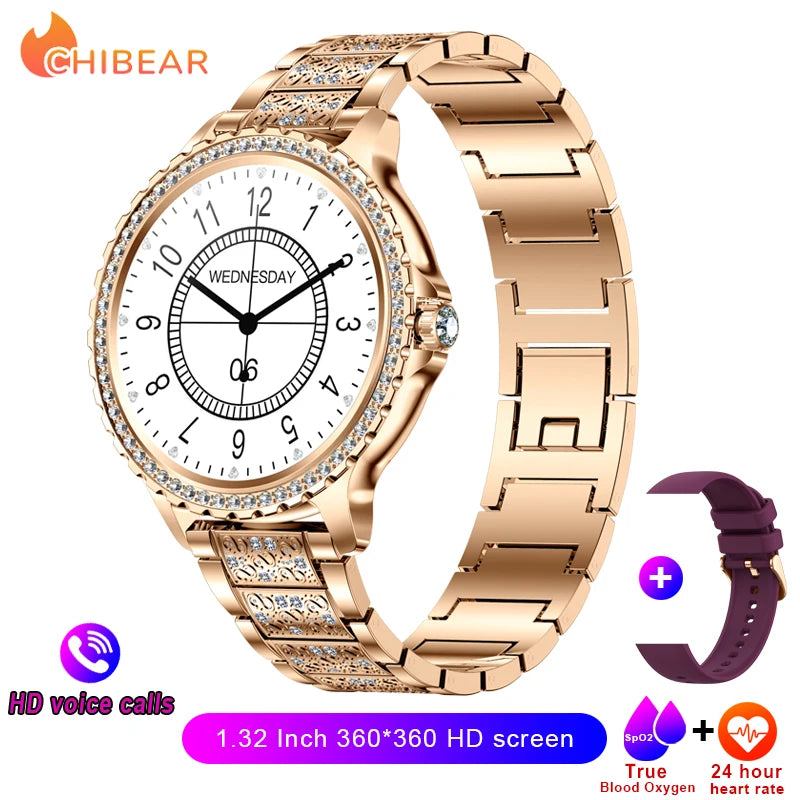 2025 New Fashion Women Bluetooth Call Smart Watch 1.32" AMOLED 360*360 HD screen